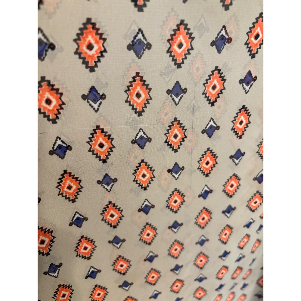 Pleione Womens 3X Tan Geometric Diamond Print Roll Tab Sleeve Blouse Top - Picture 5 of 7